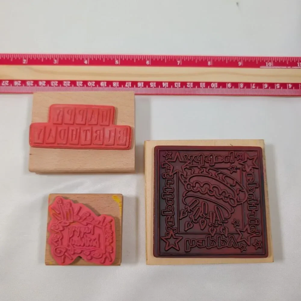 Lot #3 Birthday Rubber Stamps Happy Birthday Cake Anita's EK Success Vap Scrap 3